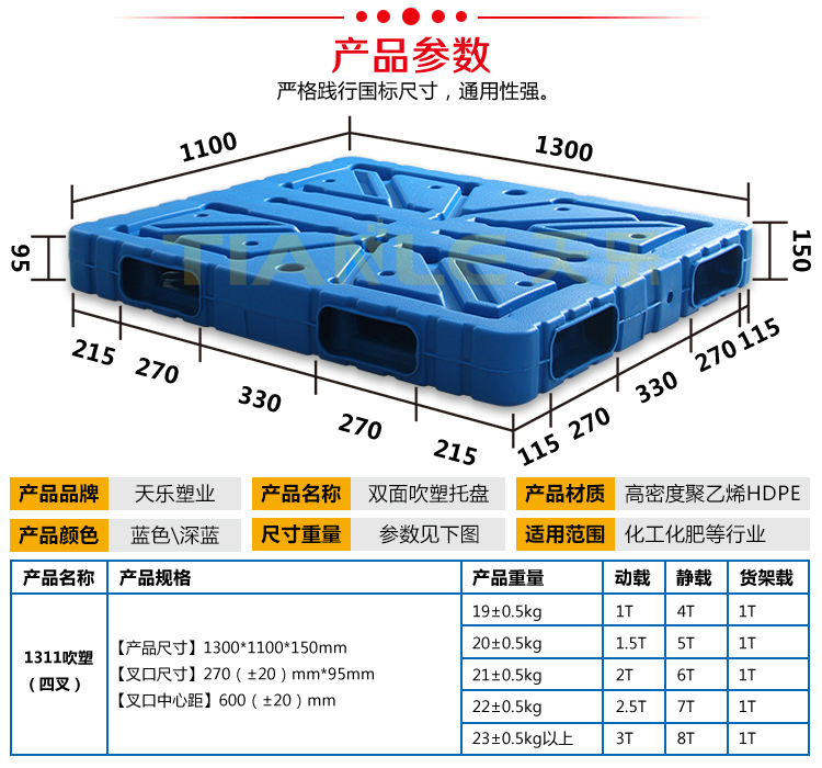 <strong>1311雙面吹塑塑料托盤</strong>